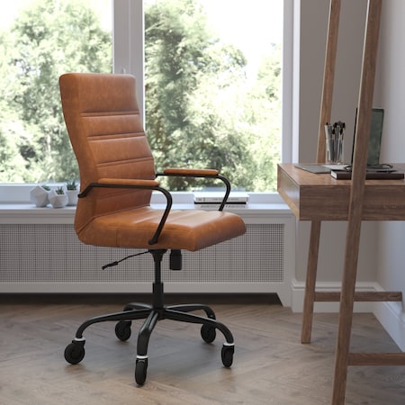 Flash Furniture Brown LeatherSoft Roller Wheel Executive Chair GO-2286H-BR-BK-RLB-GG